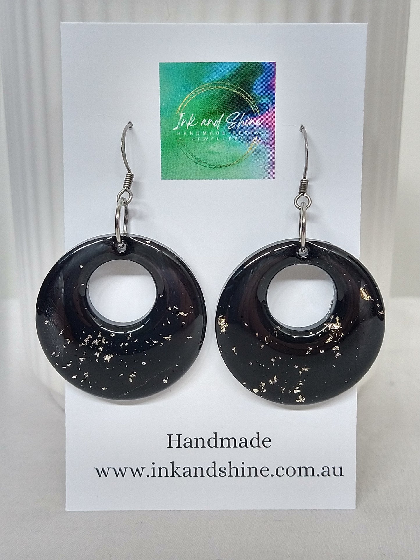 Circle Ink Dangle Earrings