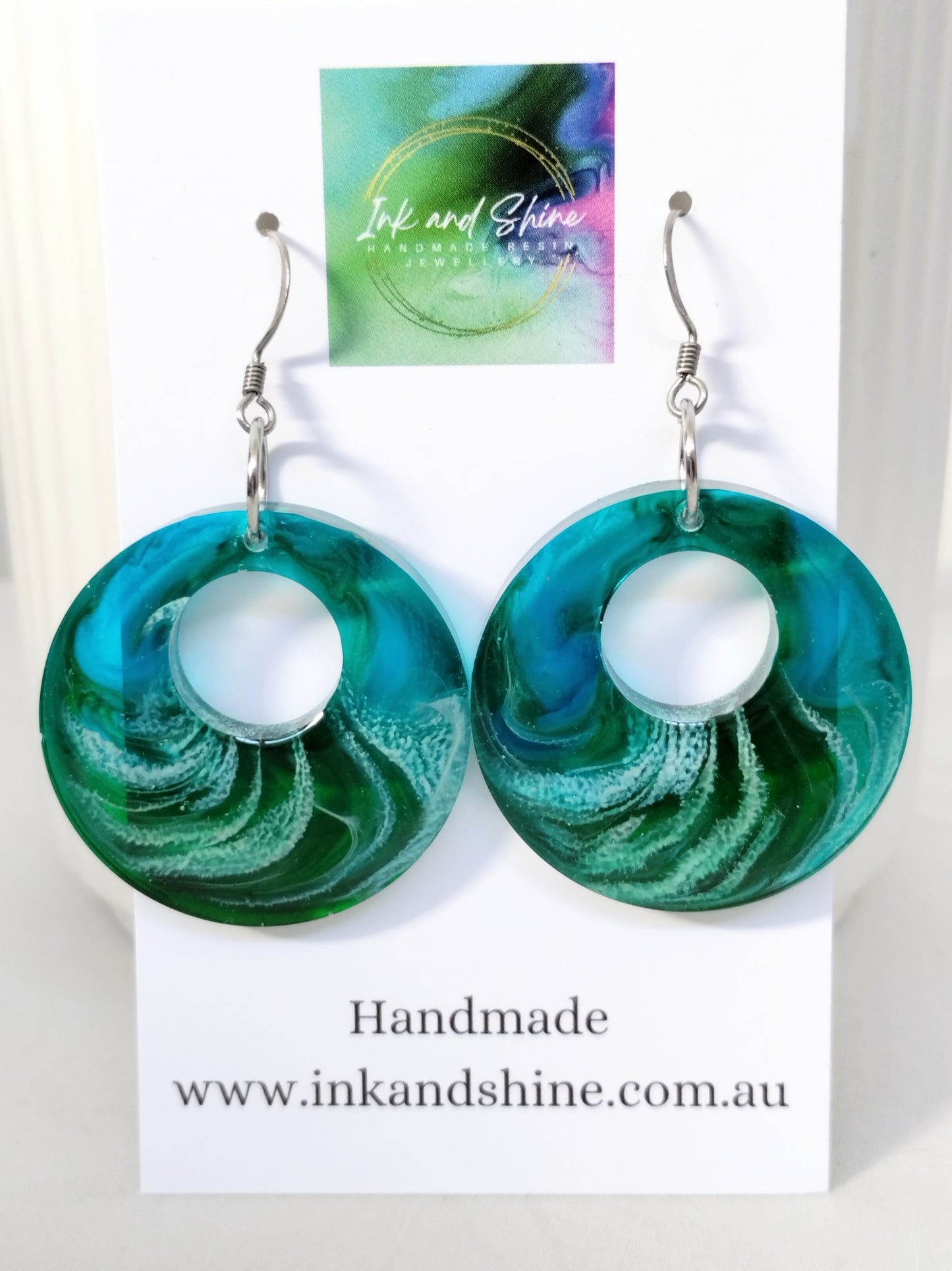 Circle Ink Dangle Earrings