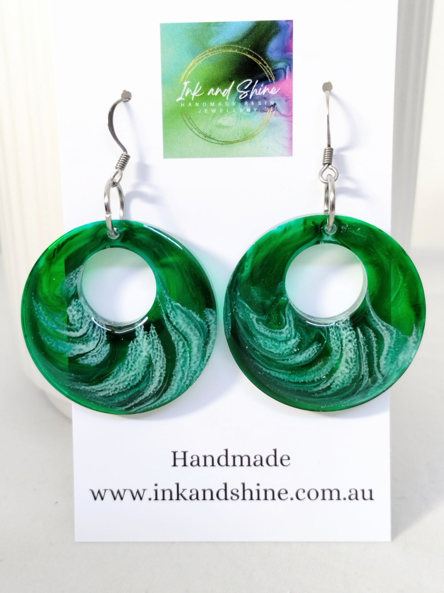 Circle Ink Dangle Earrings