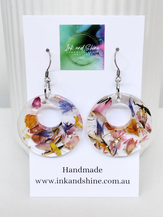 Botanical Circle Dangle Earrings