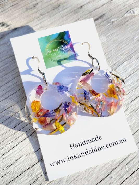 Botanical Circle Dangle Earrings