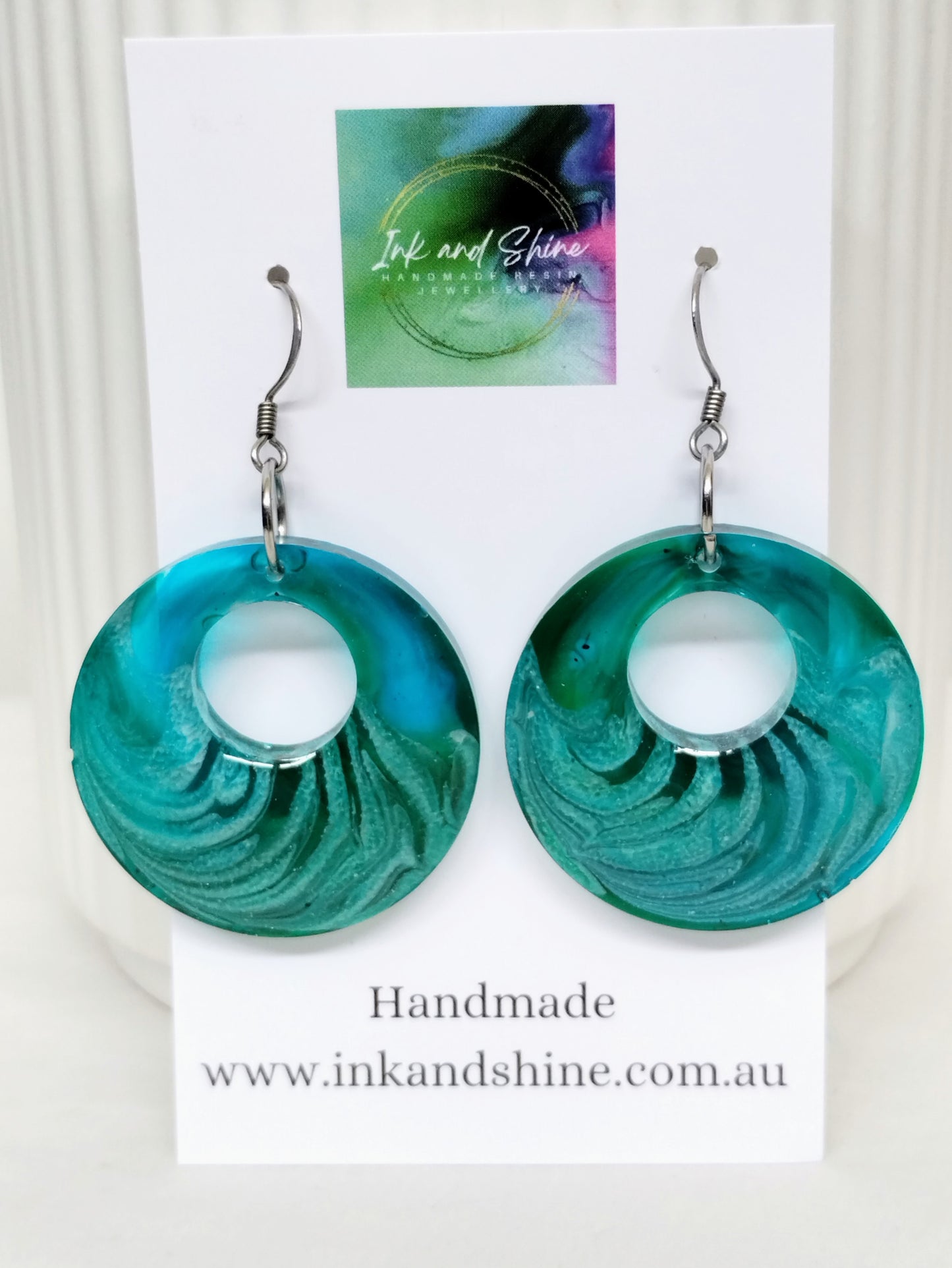 Circle Ink Dangle Earrings
