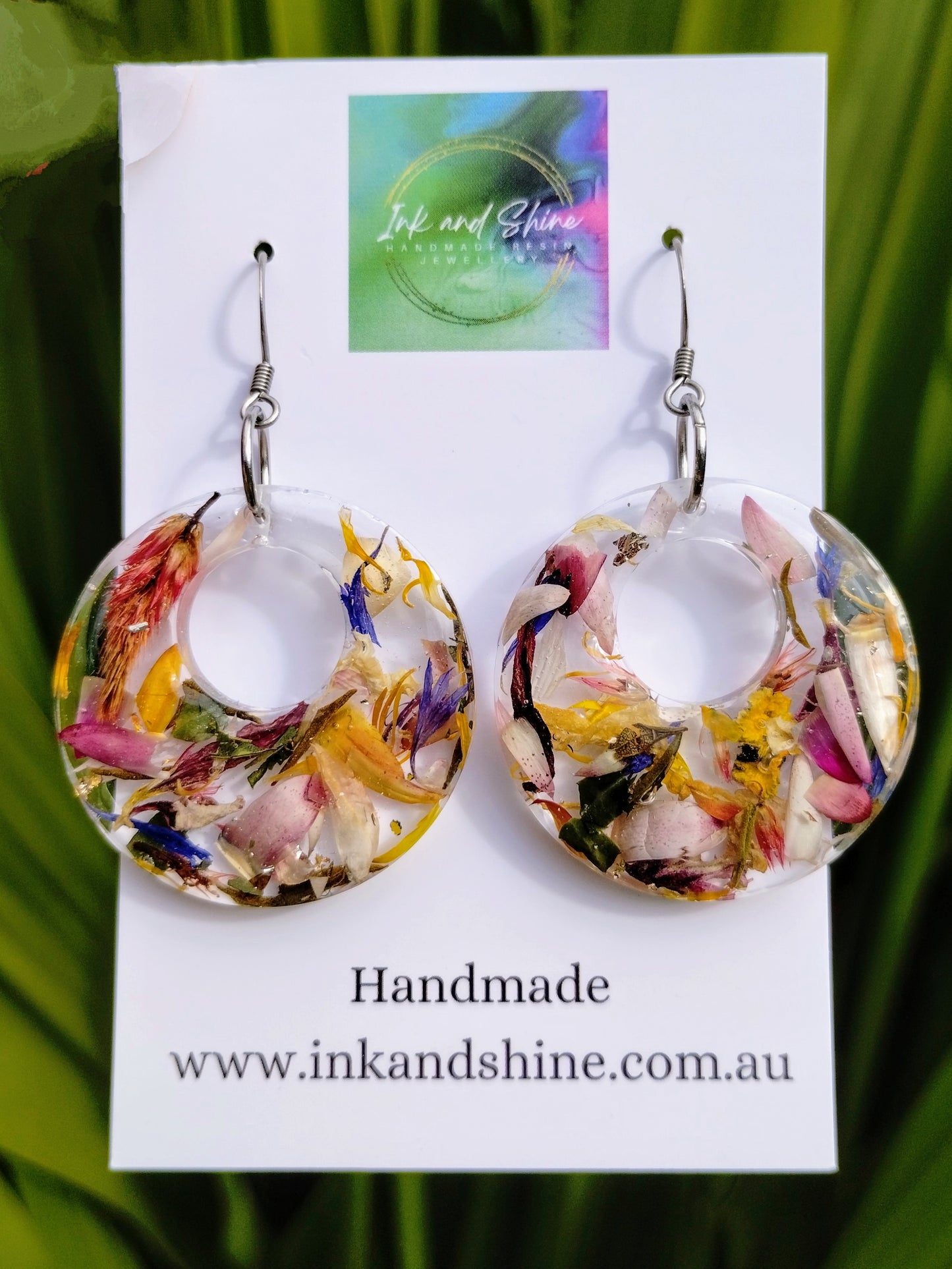 Botanical Circle Dangle Earrings