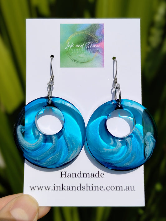Circle Ink Dangle Earrings