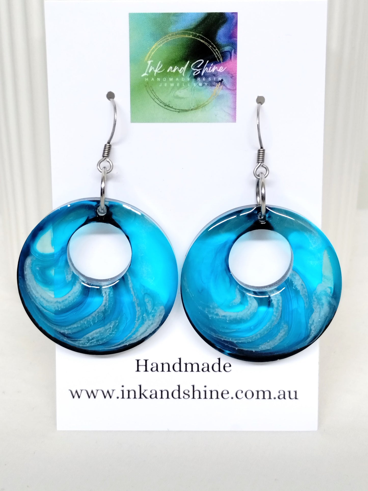 Circle Ink Dangle Earrings