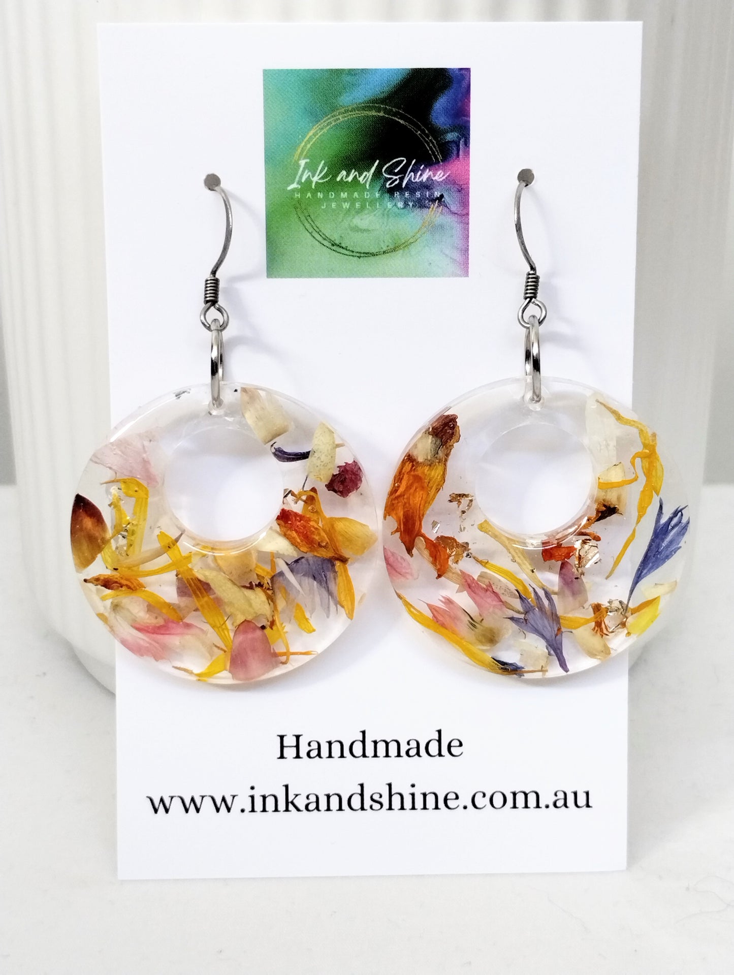 Botanical Circle Dangle Earrings