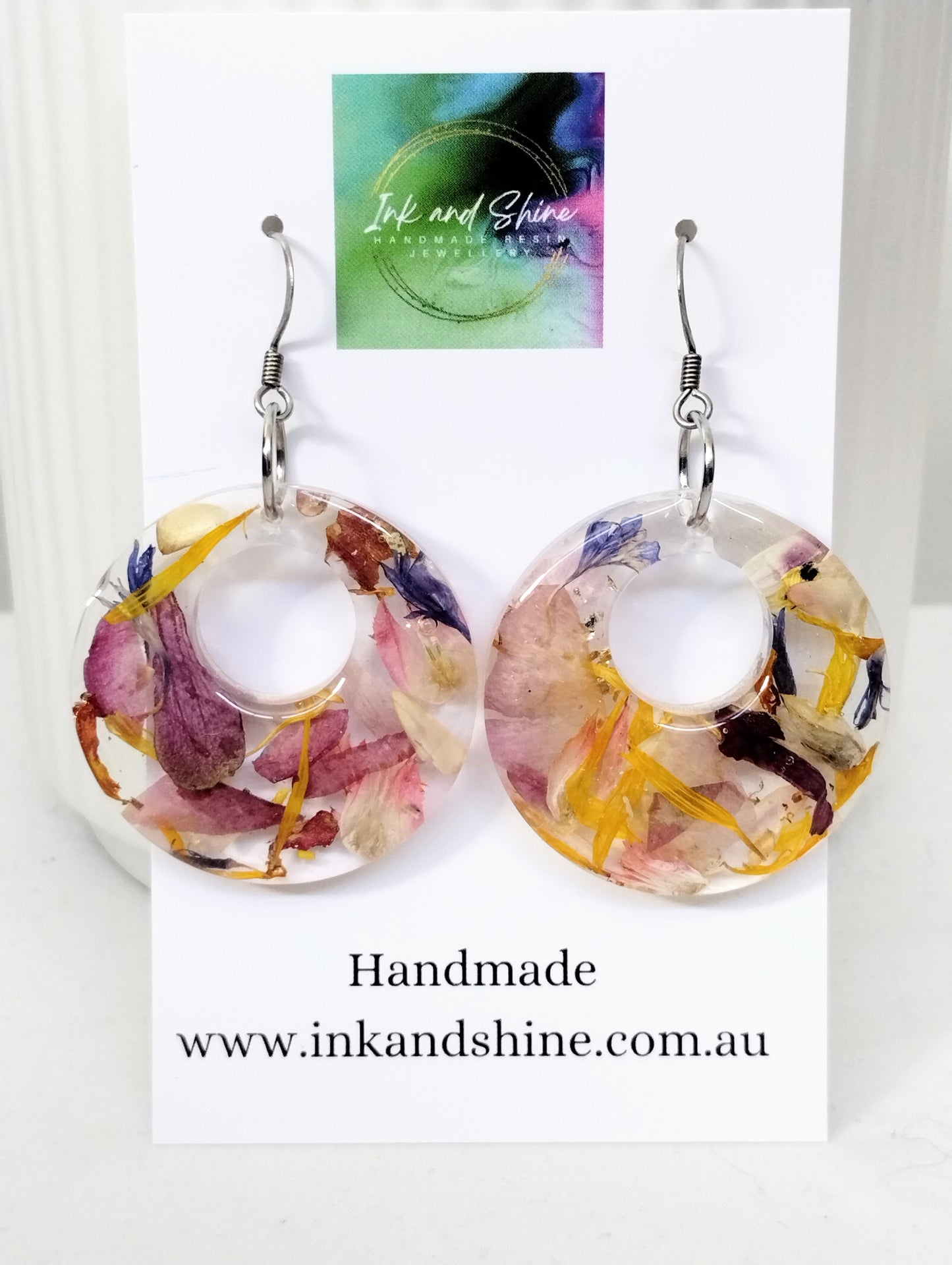 Botanical Circle Dangle Earrings