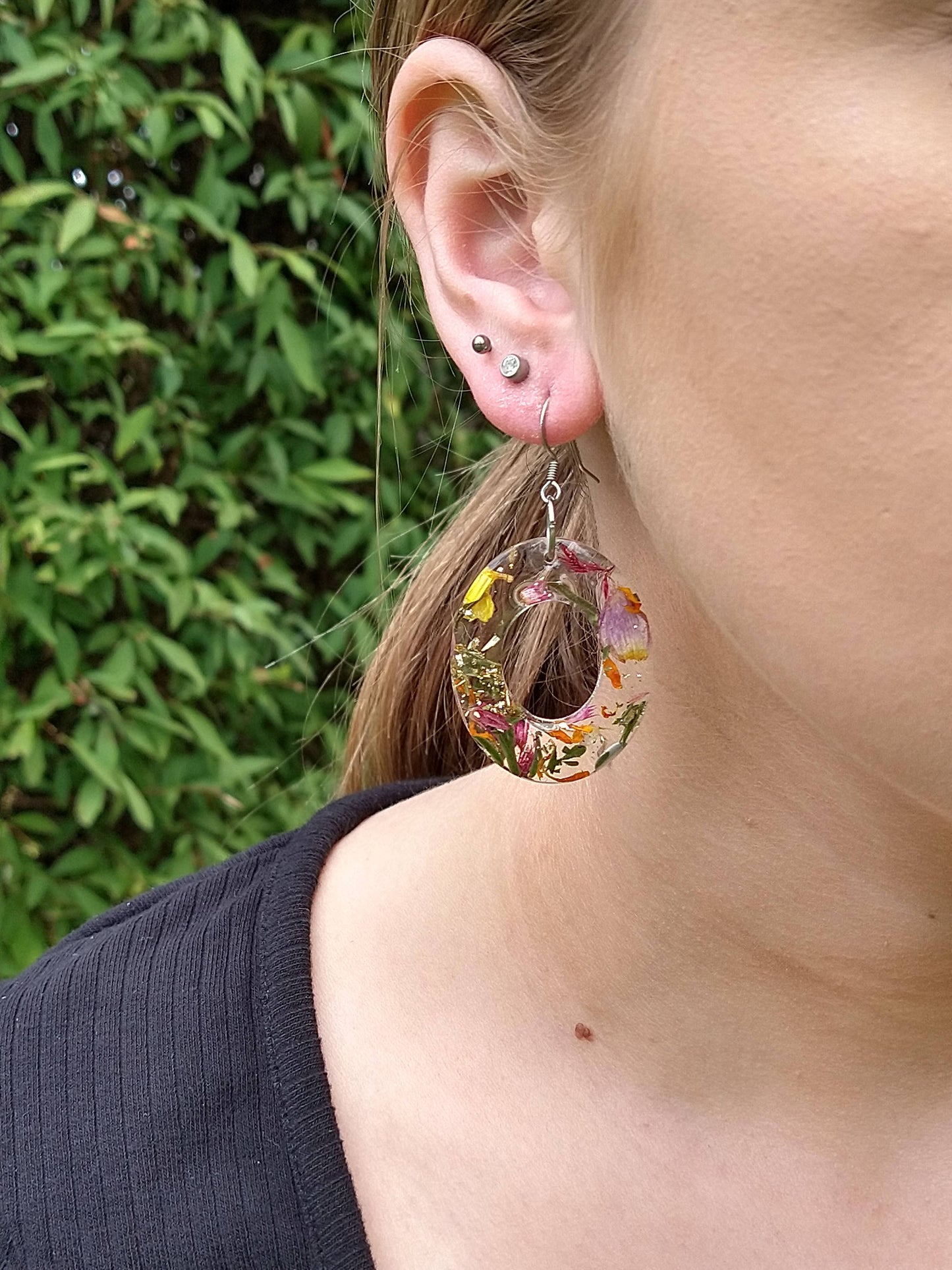Botanical Oval Dangle Earrings