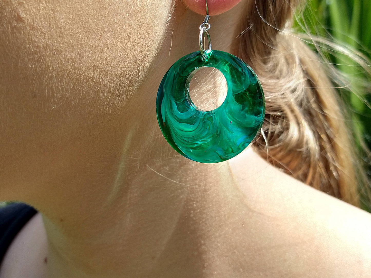 Circle Ink Dangle Earrings
