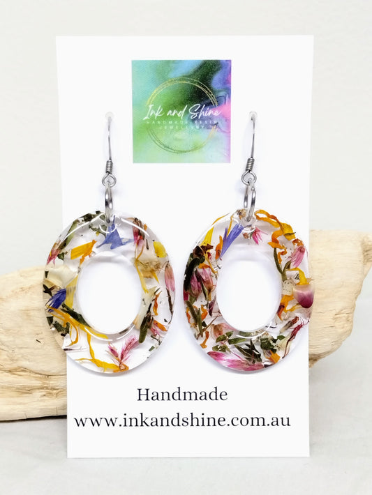 Botanical Oval Dangle Earrings