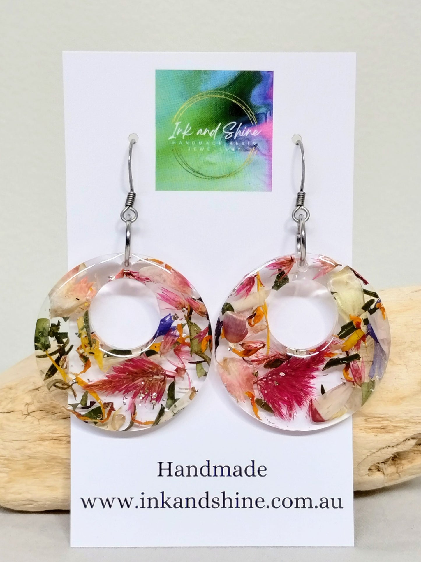 Botanical Circle Dangle Earrings