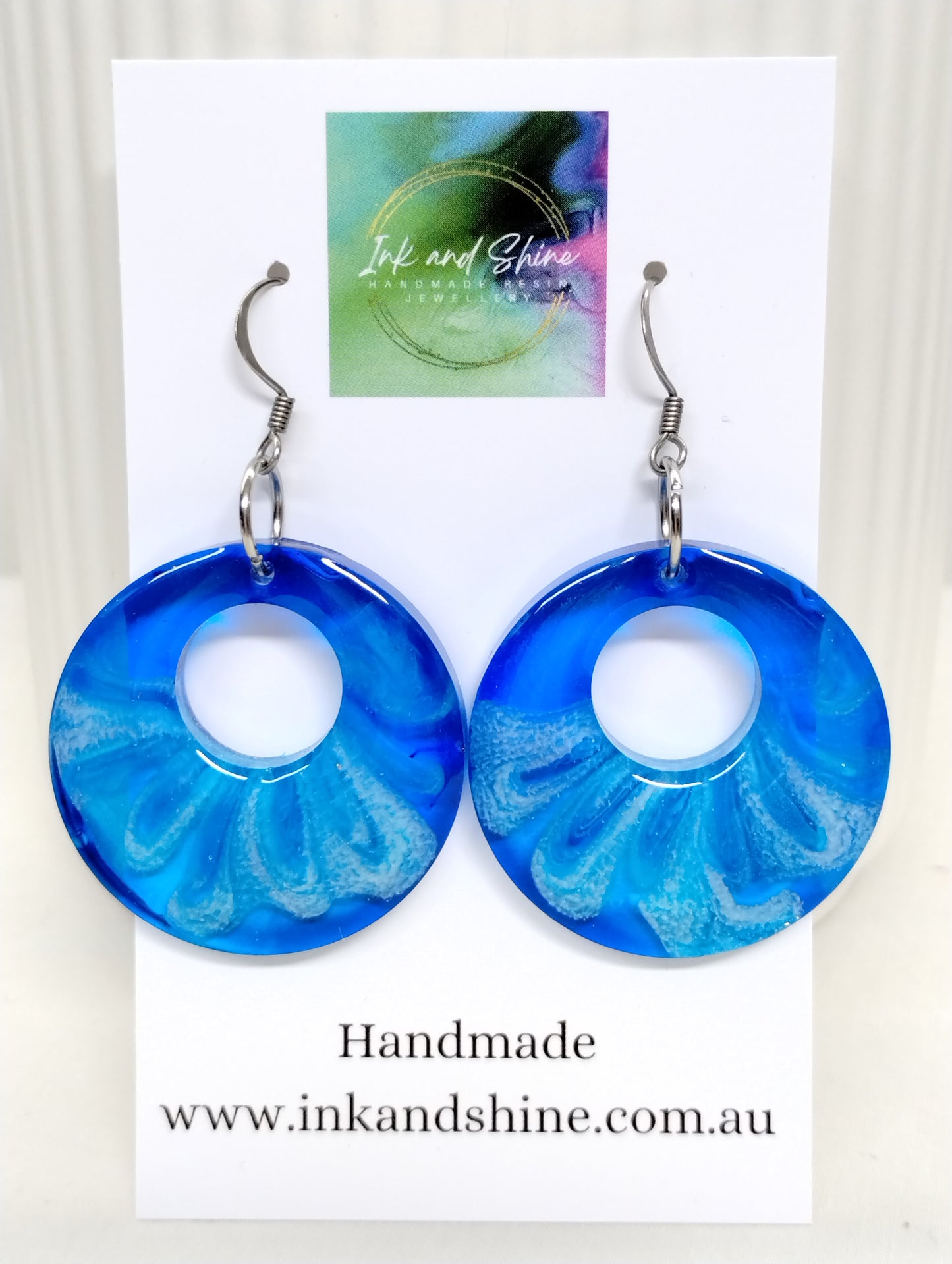 Circle Ink Dangle Earrings