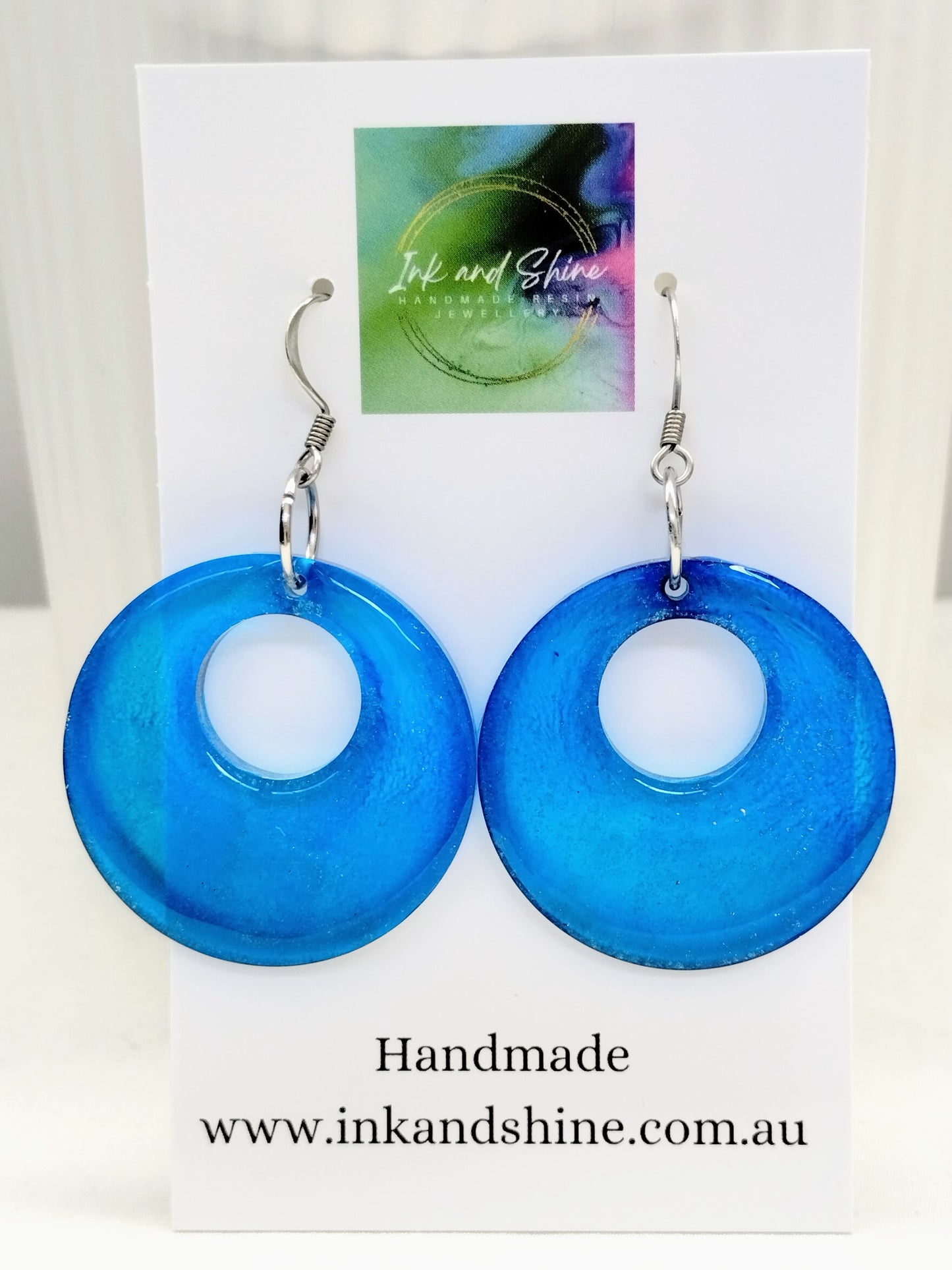 Circle Ink Dangle Earrings
