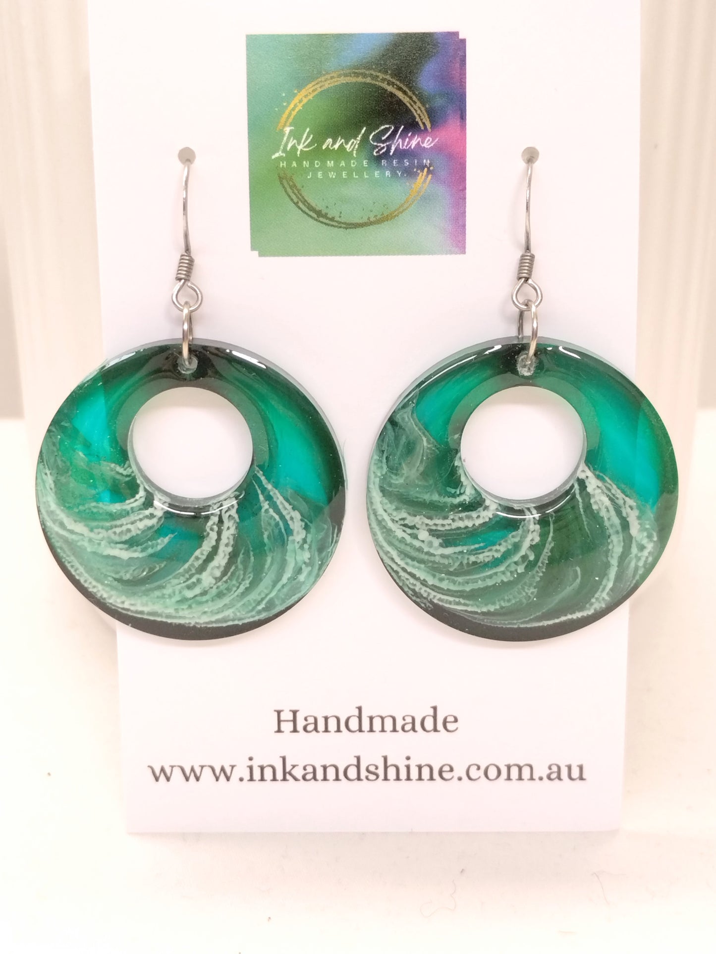 Circle Ink Dangle Earrings