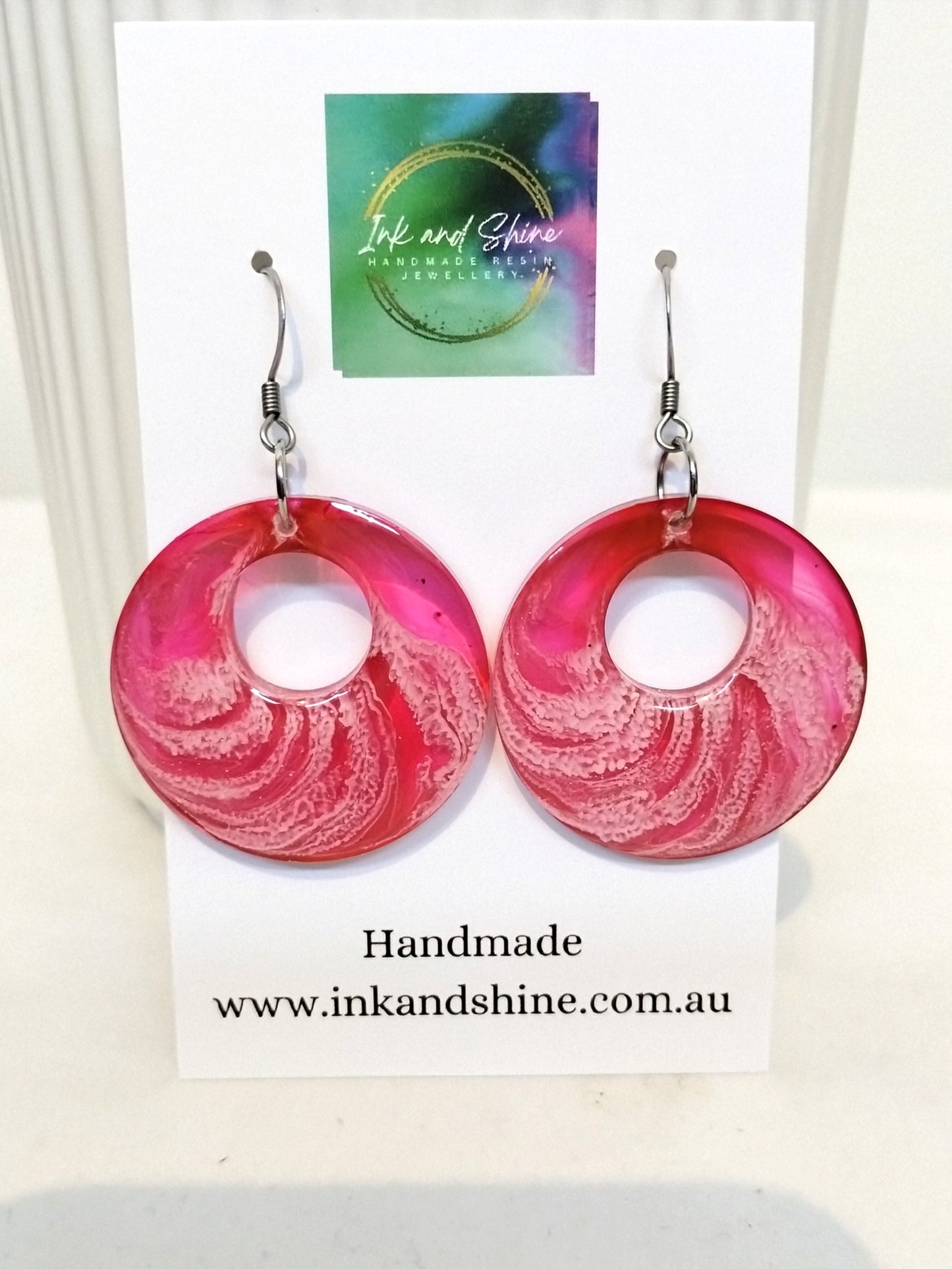 Circle Ink Dangle Earrings