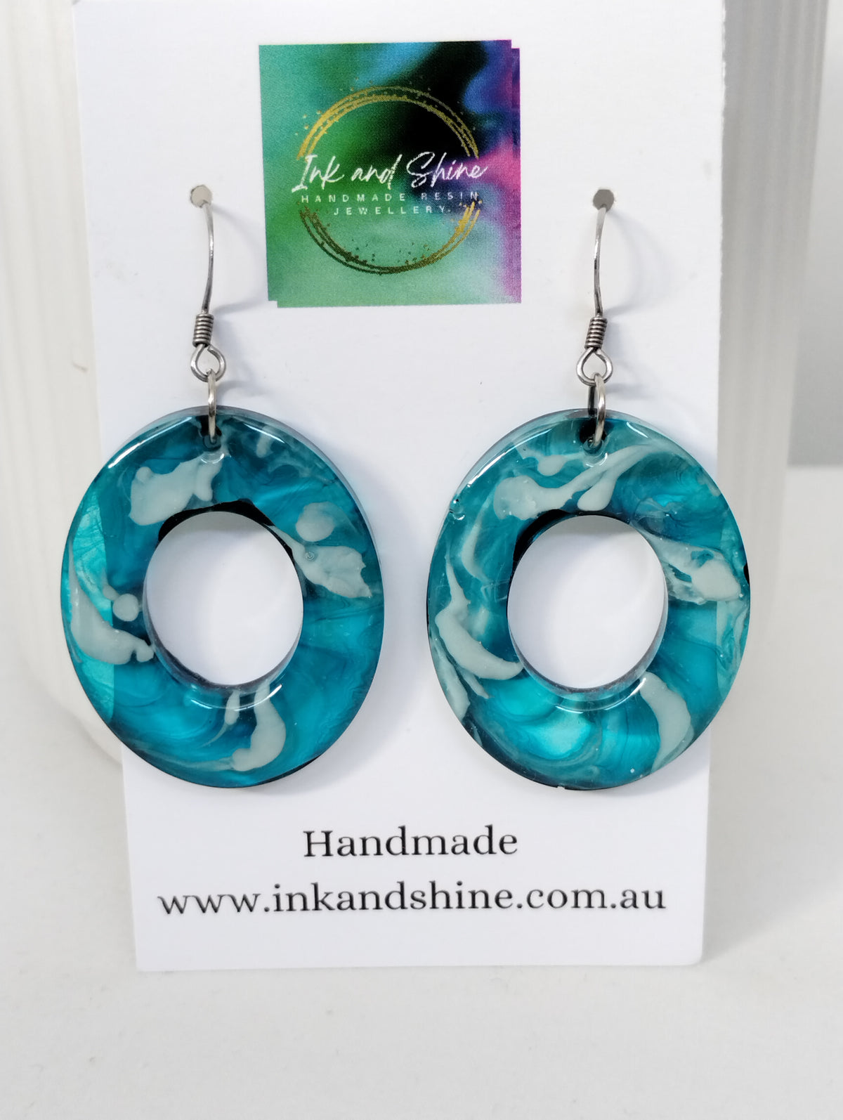 Oval Ink Dangle Earrings