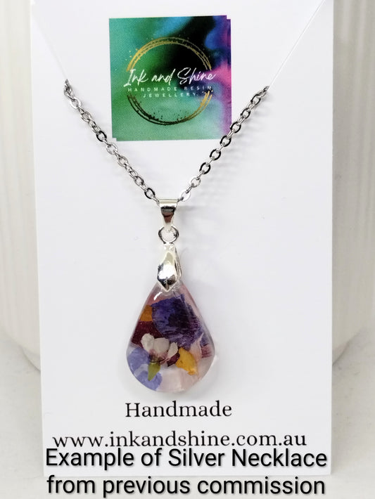 Example of Teardrop Silver Necklace from previous commission
