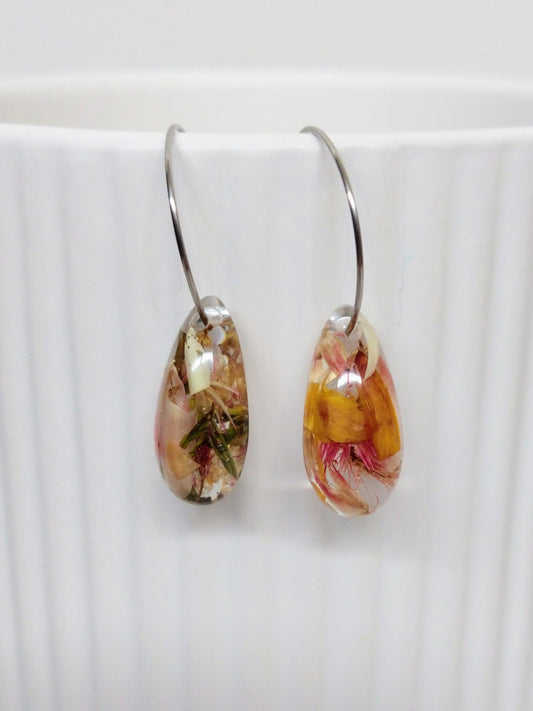 Botanical Silver Hoop Earrings