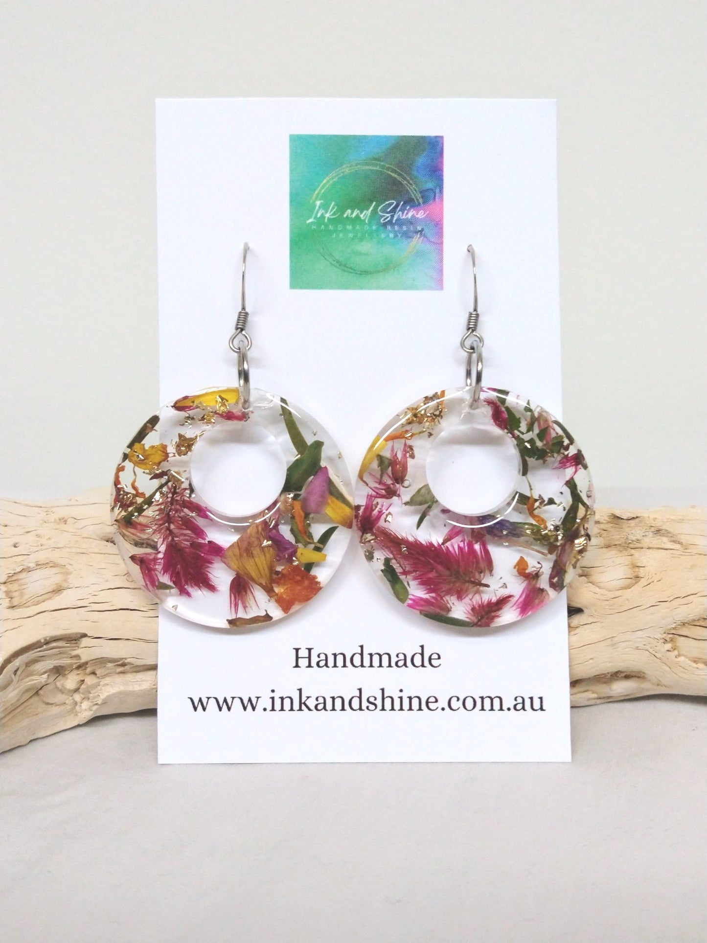 Botanical Circle Dangle Earrings
