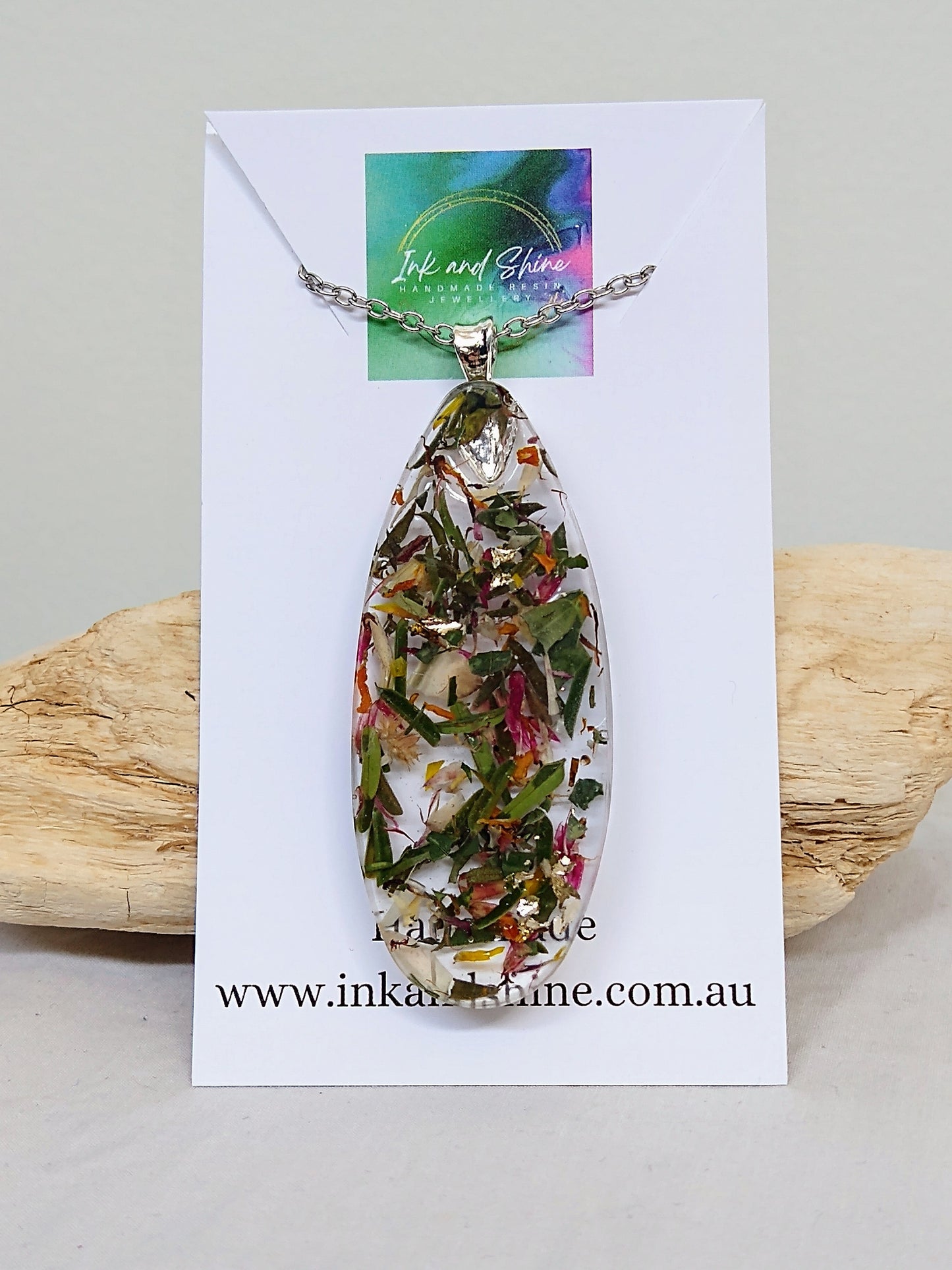 Botanical Ellipse Pendant Necklace