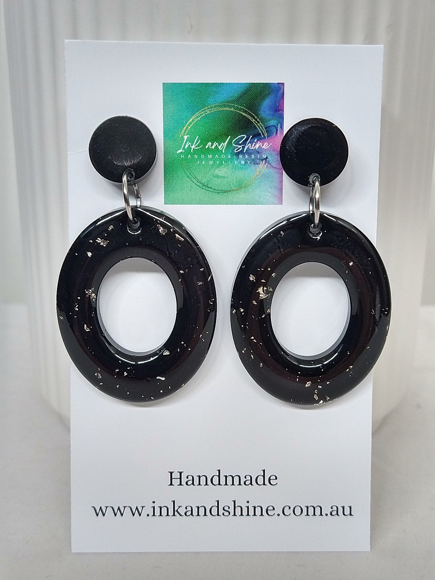 Oval Ink Dangle Earrings