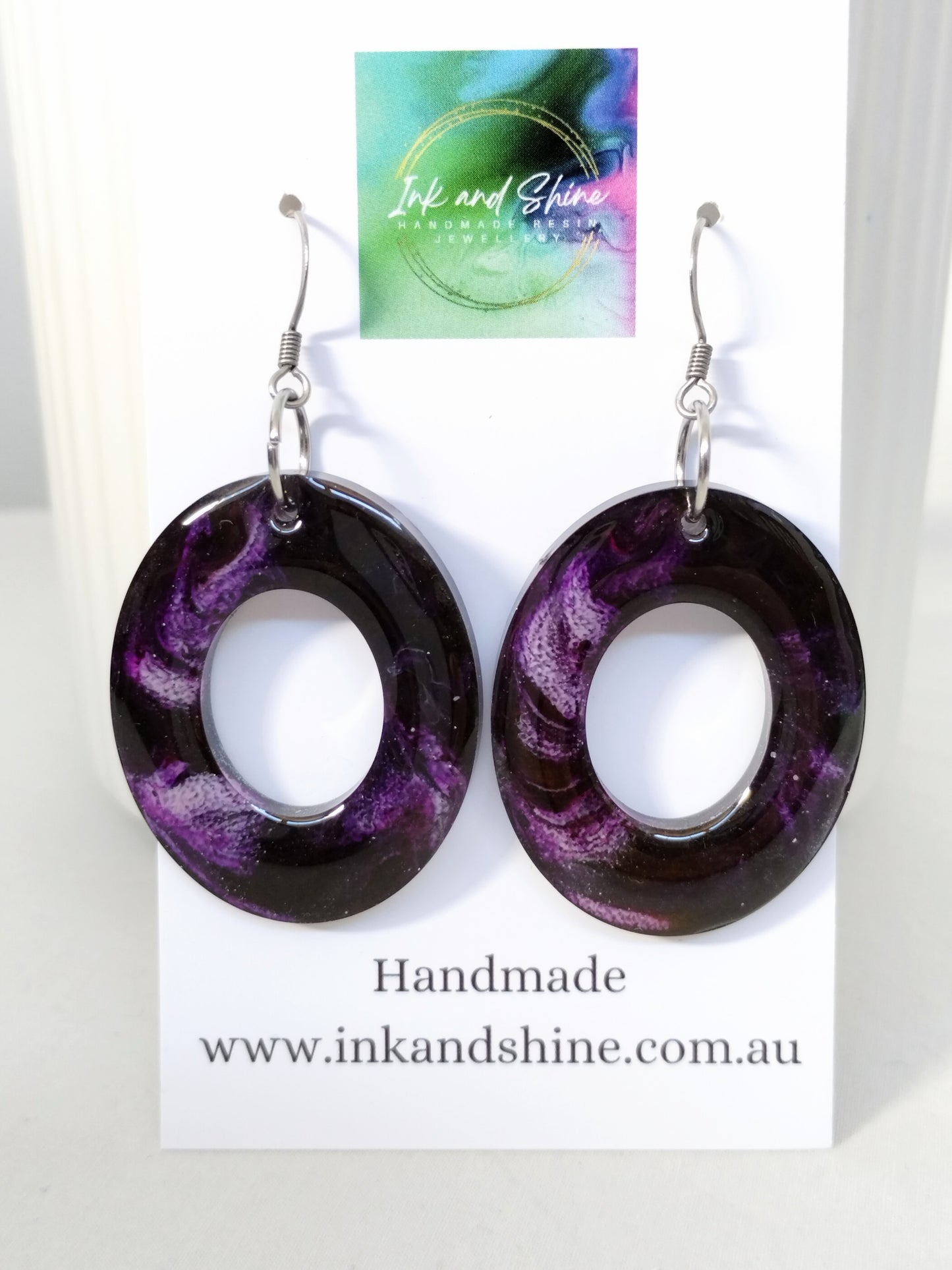 Oval Ink Dangle Earrings