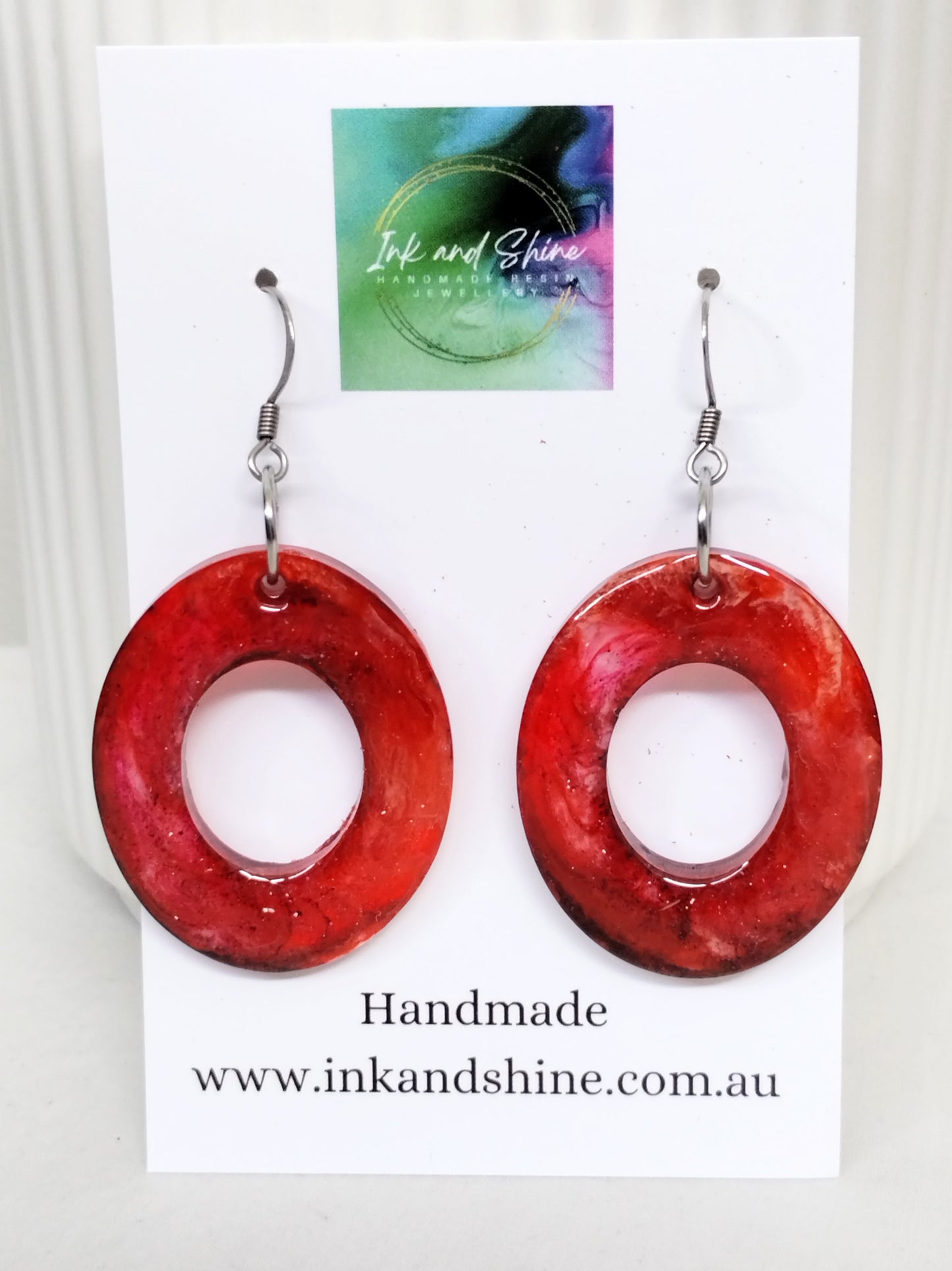 Oval Ink Dangle Earrings