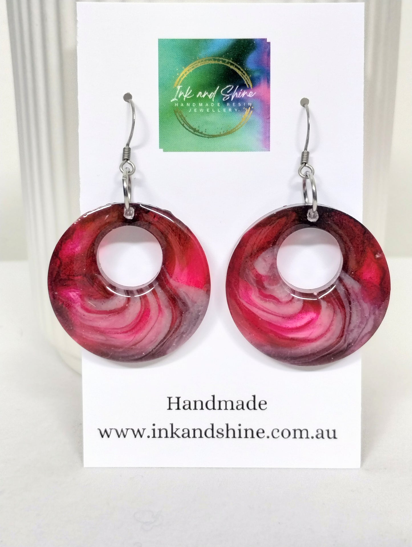 Circle Ink Dangle Earrings