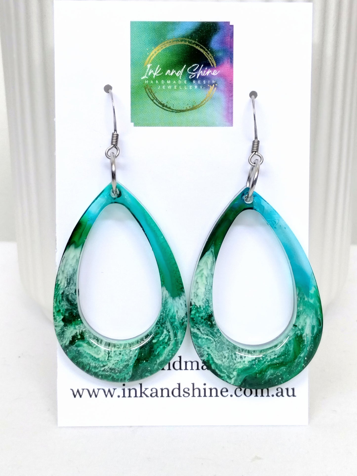 Teardrop Ink Dangle Earrings