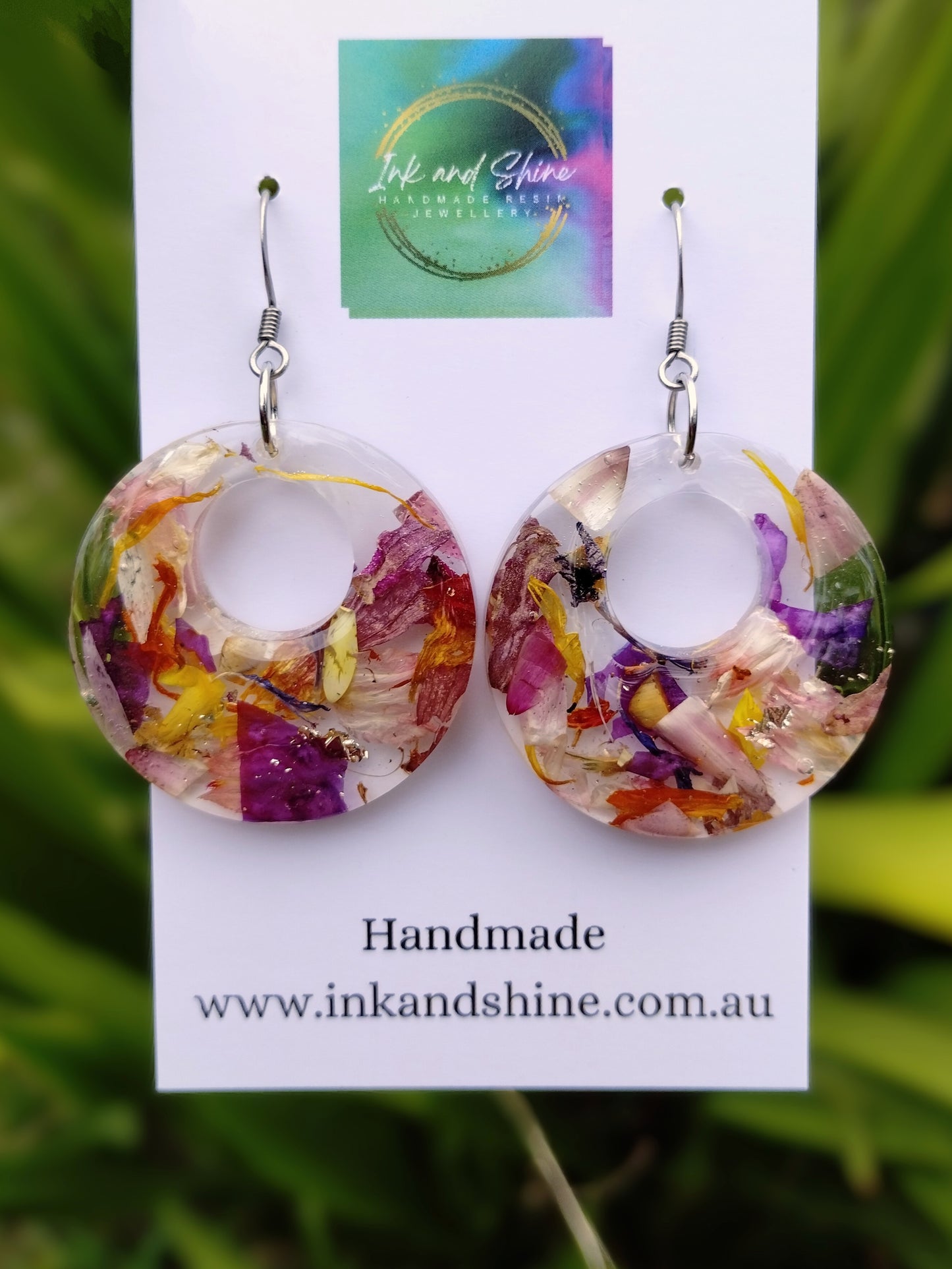 Botanical Circle Dangle Earrings