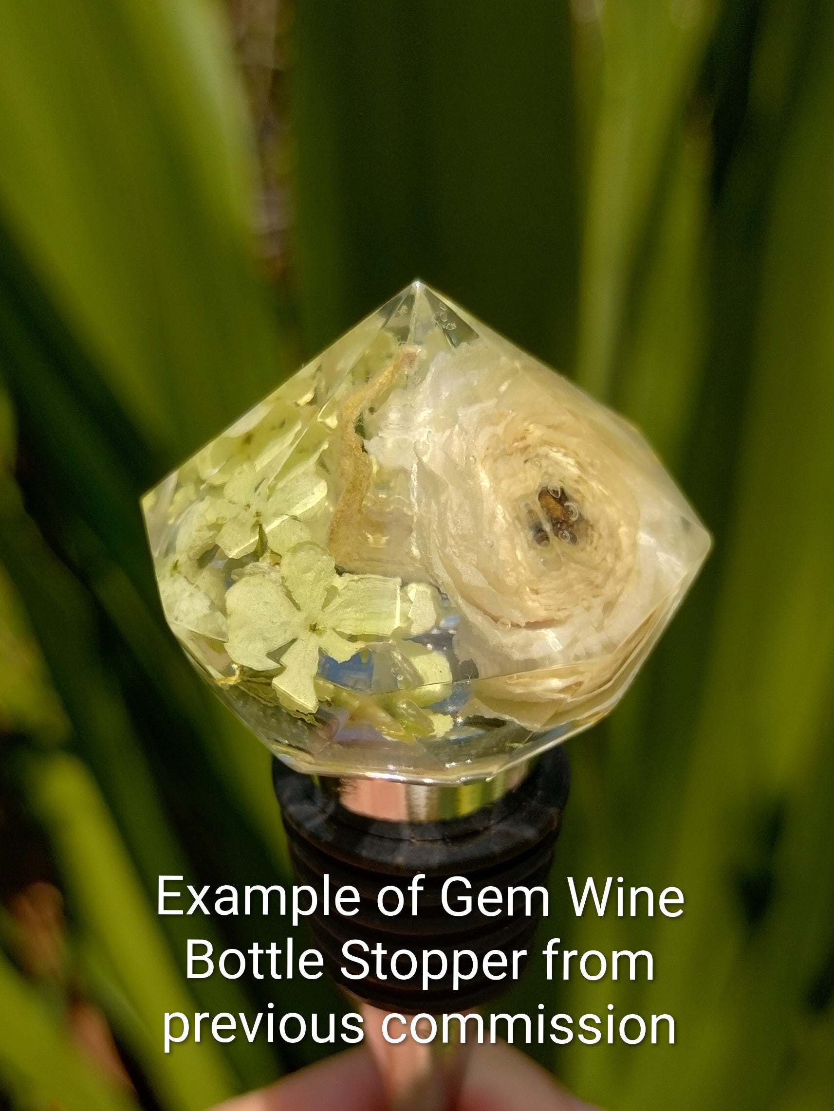 Example of Gem Wine Bottle Stopper from previous commission