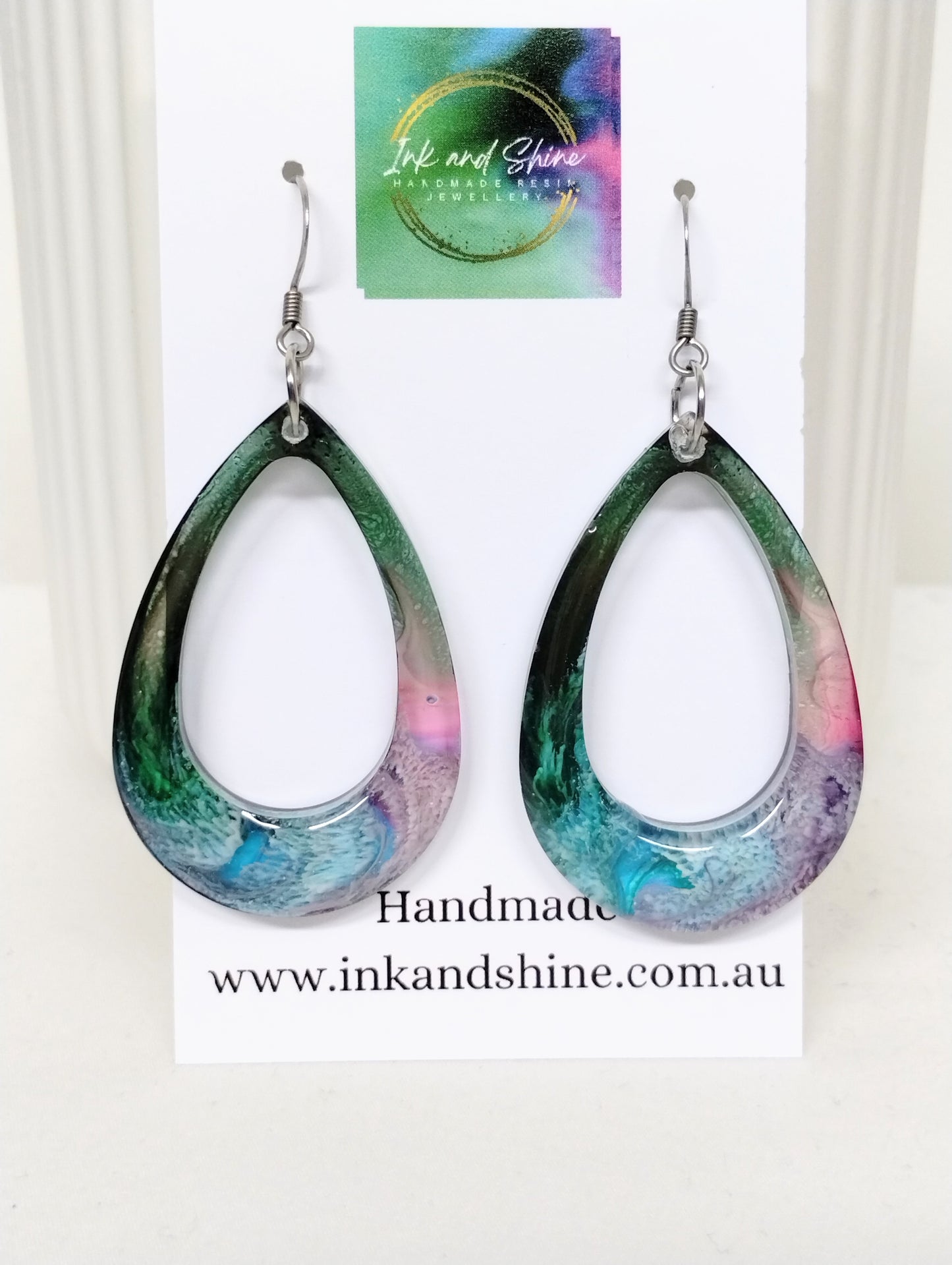 Teardrop Ink Dangle Earrings